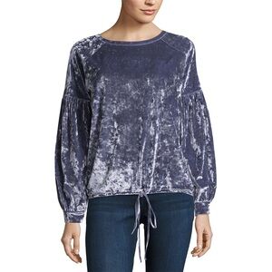 PROJECT RUNWAY Balloon Sleeve Velvet Sweatshirt Cinch Waist Top